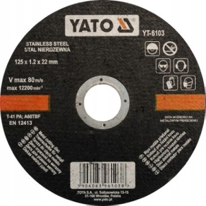 YATO TARCZA DO CIĘCIA STALI NIERDZEW 125X1,2X22 MM
