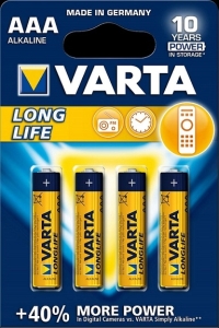 VARTA LONG LIFE BATERIE AAA LR03 4 SZTUKI KOMPLET